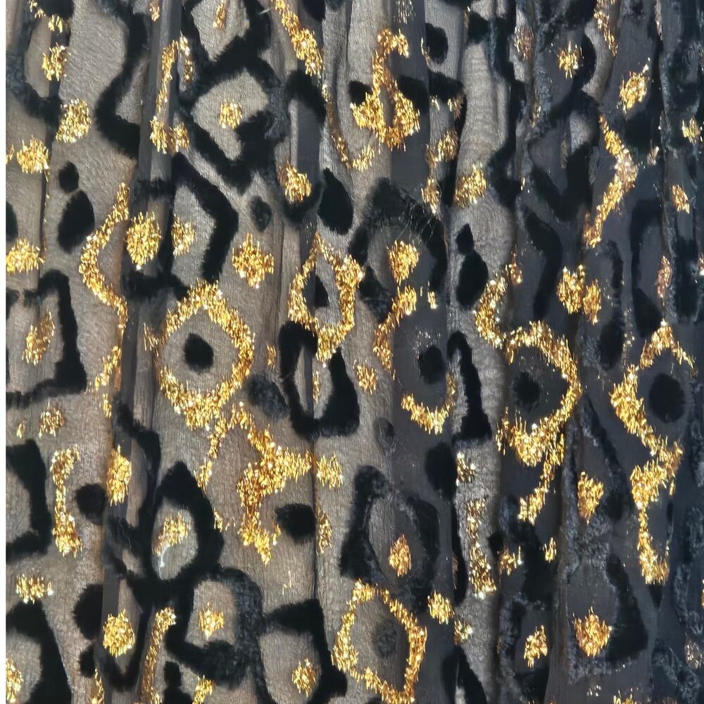Milly New York Vintage Silk Velvet Devore Black & Gold Metallic Cocktail Dress - Picture 3 of 7